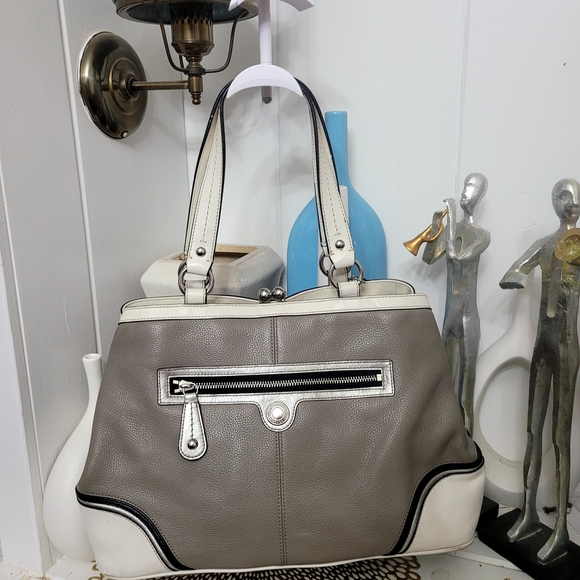 Coach Gray and Cream Satchel - Picture 8 of 16